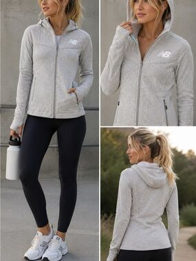 New Balance Heather Gray Full-Zip Hoodie